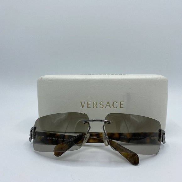 Versace Rimless Sunglasses Vintage Tortoiseshell Diamante MOD 2017-B 1001/13 y2k - Picture 5 of 16